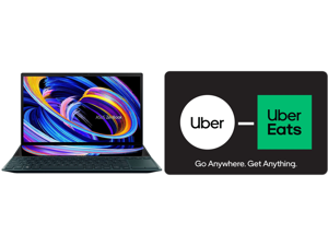 ASUS ZenBook Pro Duo 15 OLED UX582 Laptop 15.6" OLED FHD Touch Display Intel Core i9-12900H 32GB 1TB GeForce RTX 3060 Laptop GPU ScreenPad Plus Windows 11 Pro Celestial Blue UX582ZM-XS96T and Uber $100 Gift Card (Email Delivery)