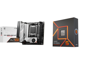 MSI MPG B650I EDGE WIFI AM5 AMD B650 SATA 6Gb/s DDR5 Ryzen 7000 Mini ITX Motherboard and AMD Ryzen 5 7600X - 6-Core 4.7 GHz - Socket AM5 - 105W Desktop Processor (100-100000593WOF)