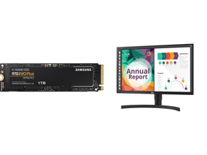 SAMSUNG 970 EVO PLUS M.2 2280 1TB PCIe Gen 3.0 x4 NVMe 1.3 V-NAND 3-bit MLC Internal Solid State Drive (SSD) MZ-V7S1T0B/AM and LG Ultrawide 27BN85UN-B 27" 4K UHD Curved Screen LED Gaming LCD Monitor - 16:9 - Textured Black - 27" Class - In-