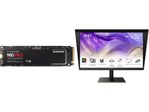 SAMSUNG 980 PRO M.2 2280 1TB PCI-Express Gen 4.0 x4 NVMe 1.3c Samsung V-NAND 3-bit MLC Internal Solid State Drive (SSD) MZ-V8P1T0B/AM and MSI Summit MS321UP 32" UHD 3840 x 2160 (4K) 60 Hz Flat Panel IPS Monitor