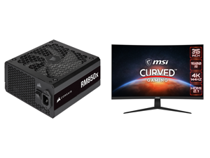 CORSAIR RMx Series (2021) RM850x CP-9020200-NA 850 W Power Supply and MSI G321CU 32" UHD 3840 x 2160 (4K) 144 Hz AMD FreeSync Premium Curved gaming monitor