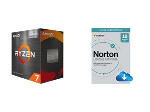 AMD Ryzen 7 5700G - Ryzen 7 5000 G-Series Cezanne (Zen 3) 8-Core 3.8 GHz Socket AM4 65W AMD Radeon Graphics Desktop Processor - 100-100000263BOX and Norton Utilities Ultimate 2022 for up to 10 Devices - 1 Year - Download