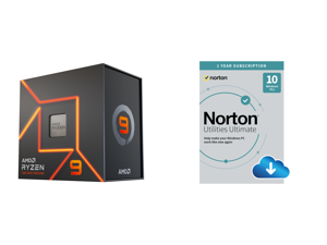AMD Ryzen 9 7900 - Ryzen 9 7000 Series 12-Core Socket AM5 65W AMD Radeon Graphics Processor - 100-100000590BOX and Norton Utilities Ultimate 2022 for up to 10 Devices - 1 Year - Download