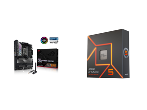 ASUS ROG CROSSHAIR X670E HERO (WiFi 6E) Socket AM5 (LGA 1718) Ryzen 7000 gaming motherboard ATX (18 + 2 power stages PCIe 5.0 DDR5 support five M.2 slots USB 3.2 Gen 2x2 front-panel connector) and AMD Ryzen 5 7600X - 6-Core 4.7 GHz - Socket