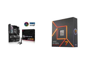 ASUS ROG CROSSHAIR X670E HERO (WiFi 6E) Socket AM5 (LGA 1718) Ryzen 7000 gaming motherboard ATX (18 + 2 power stages PCIe 5.0 DDR5 support five M.2 slots USB 3.2 Gen 2x2 front-panel connector) and AMD Ryzen 7 7700X - 8-Core 4.5 GHz - Socket