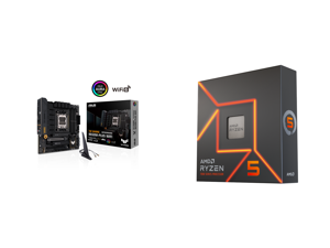ASUS TUF GAMING B650M-PLUS WIFI Socket AM5 (LGA 1718) Ryzen 7000 mATX gaming motherboard(14 power stages PCIe 5.0 M.2 support DDR5 memory 2.5 Gb Ethernet WiFi 6 USB4 support and Aura Sync) and AMD Ryzen 5 7600 - Ryzen 5 7000 Series 6-Core 3