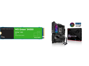 Western Digital WD Green SN350 NVMe M.2 2280 1TB PCI-Express 3.0 x4 Internal Solid State Drive (SSD) WDS100T3G0C and ASUS ROG Maximus Z790 Hero (WiFi 6E) LGA 1700 (Intel 13th12th Gen) ATX Gaming Motherboard (PCIe 5.0 DDR5 20+1 Power Stages