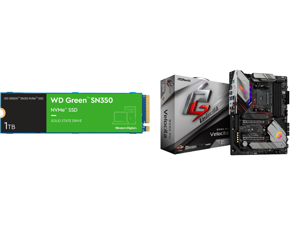 Western Digital WD Green SN350 NVMe M.2 2280 1TB PCI-Express 3.0 x4 Internal Solid State Drive (SSD) WDS100T3G0C and ASRock Phantom Gaming B550 PG VELOCITA AM4 ATX AMD Motherboard