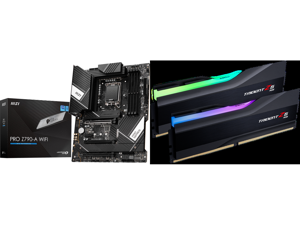 MSI PRO Z790-A WIFI LGA 1700 Intel Z790 SATA 6Gb/s DDR5 ATX Motherboard and G.SKILL Trident Z5 RGB Series 32GB (2 x 16GB) 288-Pin PC RAM DDR5 6000 (PC5 48000) Desktop Memory Model F5-6000J3636F16GX2-TZ5RK
