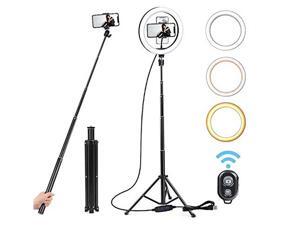 10" Selfie Ring Light with Adjustable Tripod Stand & Flexible Phone Holder 3 Color Modes & 10 Brightness USB Powered Perfect for YouTube Video/Live Streaming 10" Selfie Ring Light with Adjustable Tripod Stand & Flexible Phone Holder 3 Color Modes & 10 Brightness USB Powered Perfect for YouTube Video/Live Streaming