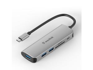 Wavlink USB C Hub, MacBook pro Adapter, USB C Dongle, 6-in-1 USB C adapter with 3 USB 3.0 Ports, SD/TF Cards Reader, 65W Power delivery, for MacBook Air, MacBook Pro and Type-C Windows Laptop