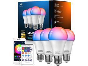 4-Pack Smart A19 E26 800LM LED Color Changing Light Bulb