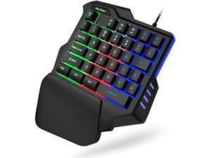 One Hand USB Wired RGB Gaming Keyboard
