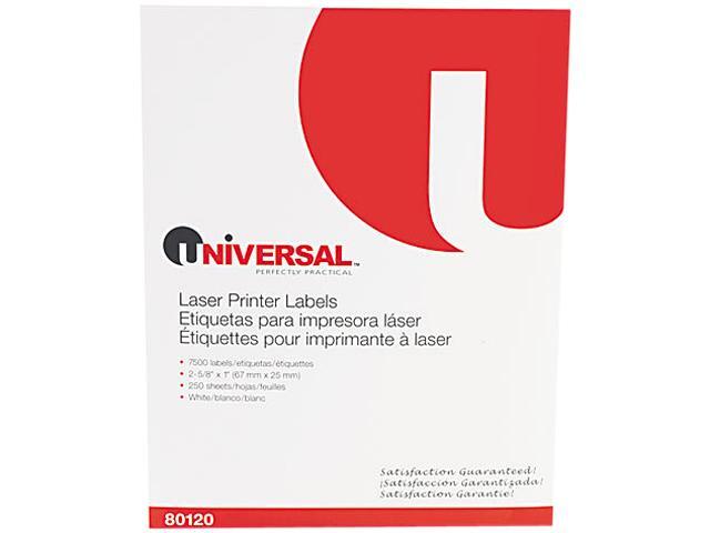 Universal 80120 Laser Printer Permanent Labels 2-5/8 x 1 White 7500 per Pack