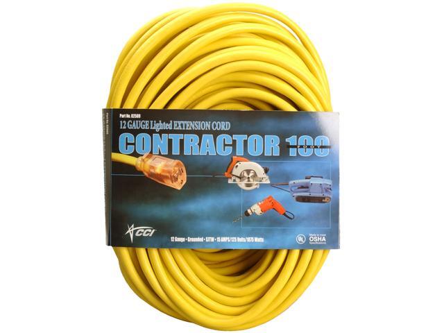 Coleman Cable 02589 100' 12/3 Yellow Extension Cord