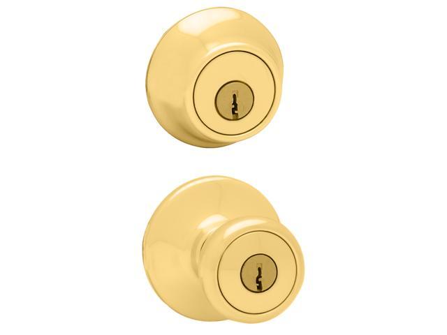 KWIKSET CORPORATION Polished Brass Tylo Entry Knob with Double Cylinder Deadbolt Combo