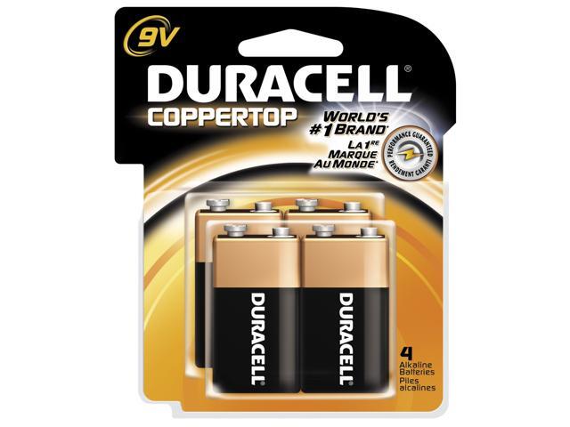 DURACELL CopperTop MN1604 9V Alkaline Battery, 4-pack