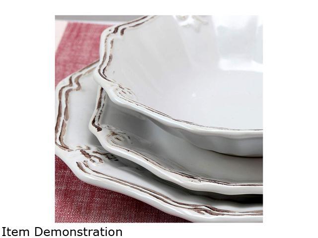 Elama Fleur De Lys 20 Piece Dinnerware Set, White