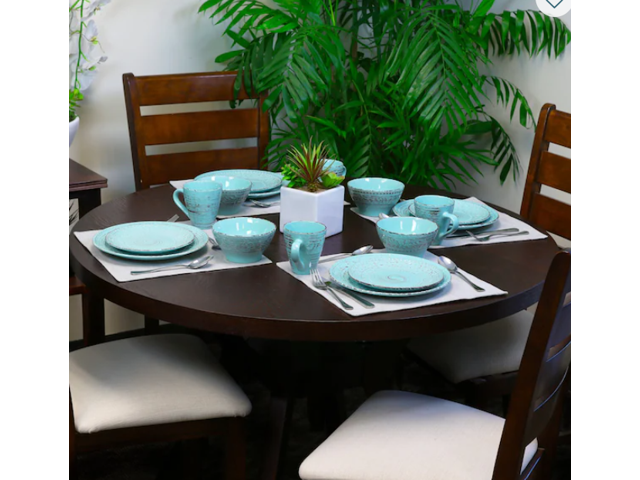 Elama Ocean Breeze 16-Piece Dinnerware Set, Turquoise