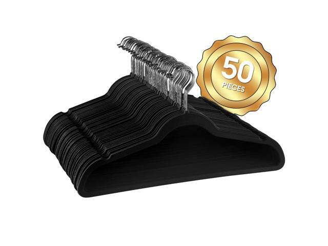 Elama Non Slip Velvet Clothing Hangers  50 Pack  Black