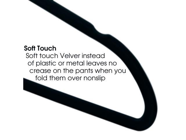 Elama Home 50 Piece Flocked Velvet Clothes Hangers with Stainless Steel Swivel Hooks in BlackHANGER50PIECEBLACK
