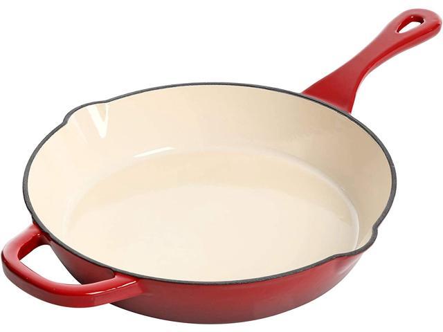 Crock Pot 111980.01 Artisan 10 Inch Enameled Cast Iron Round Skillet, Scarlet Red