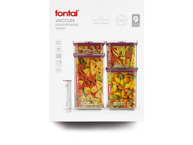 FONTAL Electric Vacuum Sealer Machine with 4 Airtight Food Storage Container (0.7Qt / 1.8Qt / 2.8Qt / 3.7Qt) Meal Prep, Leakproof