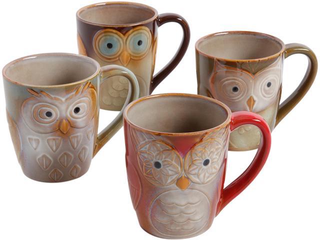 Gibson Home 85223.01 Night Owls 4 Pack 17oz Mugs, Assorted Colors photo