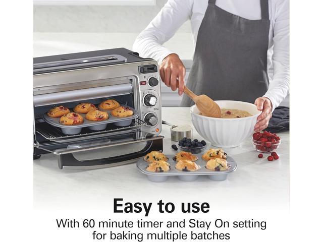 Hamilton Beach 2-in-1 Countertop Toaster Oven and Long Slot 2 Slice Toaster, 60 Minute Timer and Automatic Shut Off, Shade Selector, Stainless...