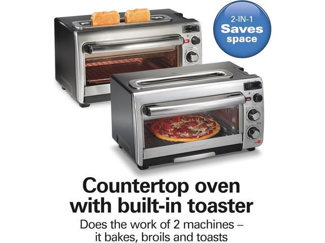 Hamilton Beach 2-in-1 Countertop Toaster Oven and Long Slot 2 Slice Toaster, 60 Minute Timer and Automatic Shut Off, Shade Selector, Stainless...