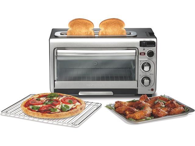 Hamilton Beach 2-in-1 Countertop Toaster Oven and Long Slot 2 Slice Toaster, 60 Minute Timer and Automatic Shut Off, Shade Selector, Stainless.