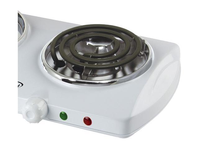 Brentwood Appliances 1500w Double Electric Burner, White TS-368W