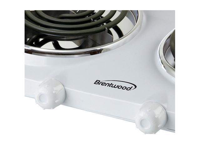 Brentwood Appliances 1500w Double Electric Burner, White TS-368W