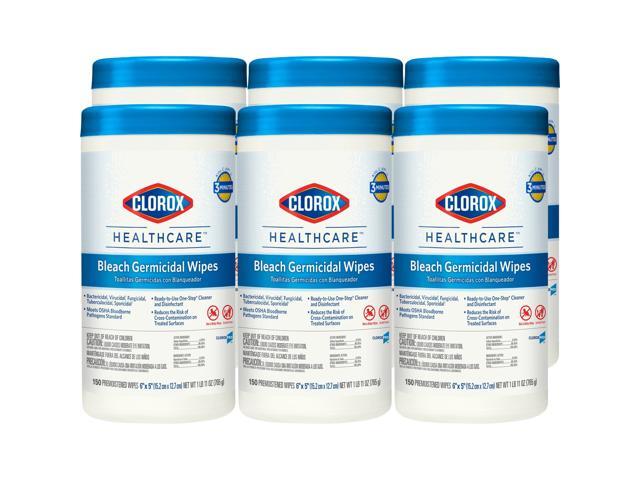 Clorox Bleach Germicidal Wipes, 6 x 5, Unscented, 150/Canister, 6 Canisters/Carton CLO30577CT