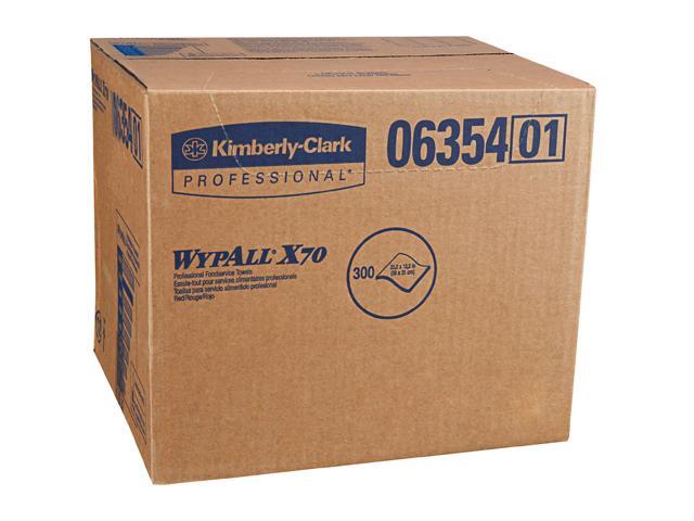 WypAll X70 Extended Use Foodservice Towels Reusable Cloths (06354), Quarterfold, Red, 1 Box, 300 Sheets