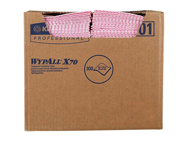 WypAll X70 Extended Use Foodservice Towels Reusable Cloths (06354), Quarterfold, Red, 1 Box, 300 Sheets