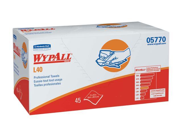 WypAll L40 Disposable Cleaning and Drying Towels 'DRY-UP' Towels (05770), Limited Use Towels, 12' x 23', White, 540 / Case, 12 Packs of 45 Towels