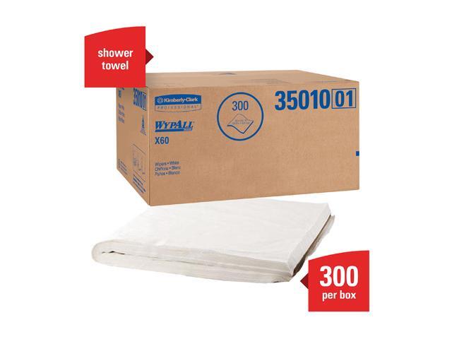 WypAll X60 Shower Towels (35010) with Hydroknit, 20' x 43.7', White, 100 Sheets / Pack, 3 Packs / Case