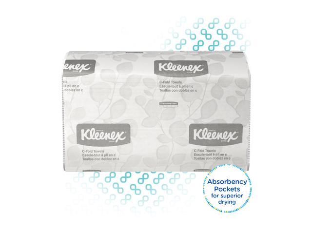 Kleenex C Fold Paper Towels (88115), Absorbent, White, 16 Packs / Case, 150 C-Fold Towels / Pack, 2,400 Towels / Case
