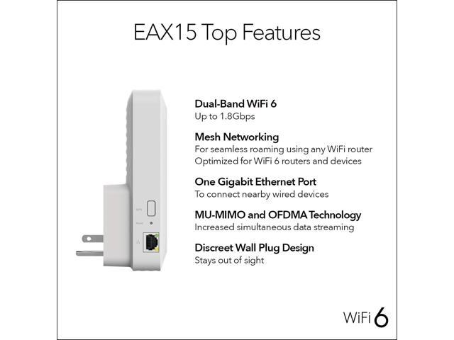 NETGEAR - EAX15 AX1800 Wi-Fi 6 Mesh Wall Plug Range Extender and Signal Booster - White - image 9