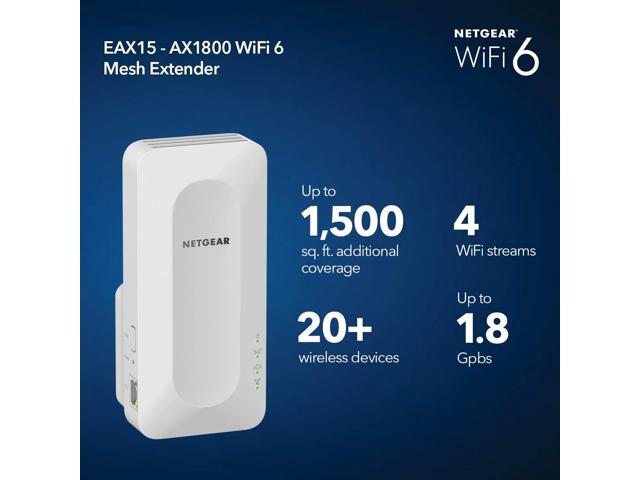 NETGEAR - EAX15 AX1800 Wi-Fi 6 Mesh Wall Plug Range Extender and Signal Booster - White - image 8