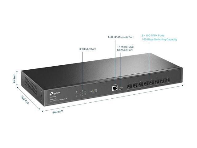 TP-Link TL-SX3008F 8 Port 10G SFP+ Enterprise Level Switch L2+ Smart Managed Omada SDN Integrated IPv6 Static Routing L2/L3/L4 QoS,...