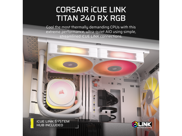 CORSAIR - iCUE LINK TITAN 240 RX Liquid CPU Cooler with RGB Lighting - White - image 3