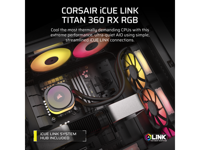 CORSAIR - iCUE LINK TITAN 360 RX Liquid CPU Cooler with RGB Lighting - Black - image 3