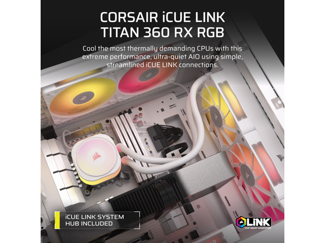 CORSAIR - iCUE LINK TITAN 360 RX Liquid CPU Cooler with RGB Lighting - White - image 3