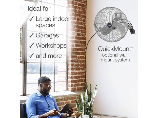 Lasko 20' Silver High Velocity Wall Mount Fan with Pivoting Head - 3 Speeds, Ideal Wall Mount Fan or Floor Fan for Home, Garage, Attic, 2265QM