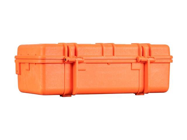 Monoprice Weatherproof Hard Case - 22in x 14in x 8in, Orange With Customizable Foam, Shockproof, IP67