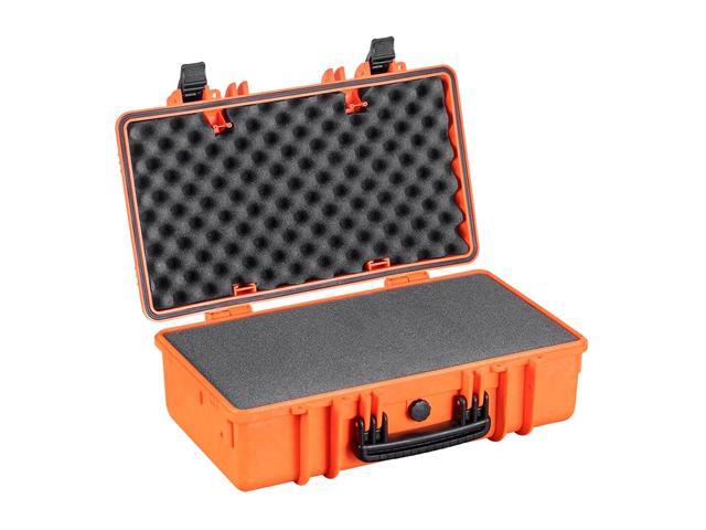 Monoprice Weatherproof Hard Case - 22in x 14in x 8in, Orange With Customizable Foam, Shockproof, IP67