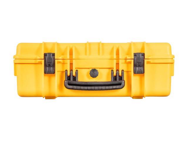Monoprice Weatherproof Hard Case - 22in x 14in x 8in, Yellow With Customizable Foam, Shockproof, IP67