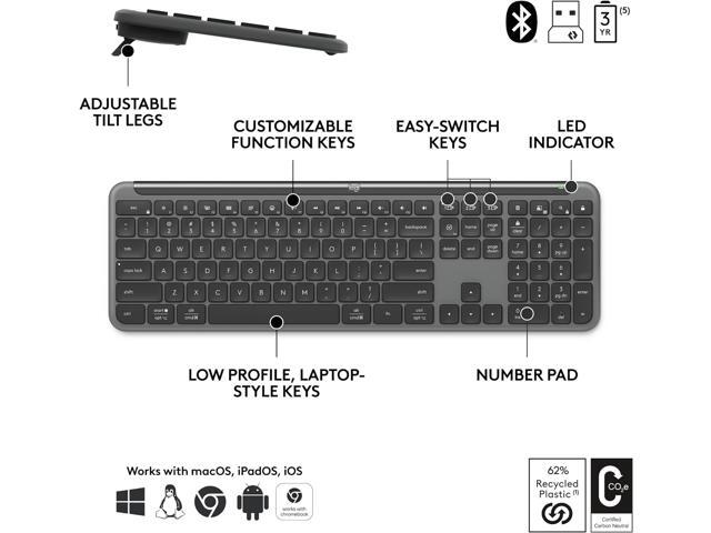 Logitech - Signature Slim MK955 For Business Full-Size Wireless Scissor Keyboard and Mouse Bundle With Quiet Typing & Clicking - Graphite - image 6